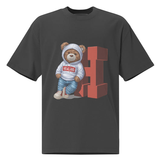 Junie The Healing Bear Oversized faded t-shirt