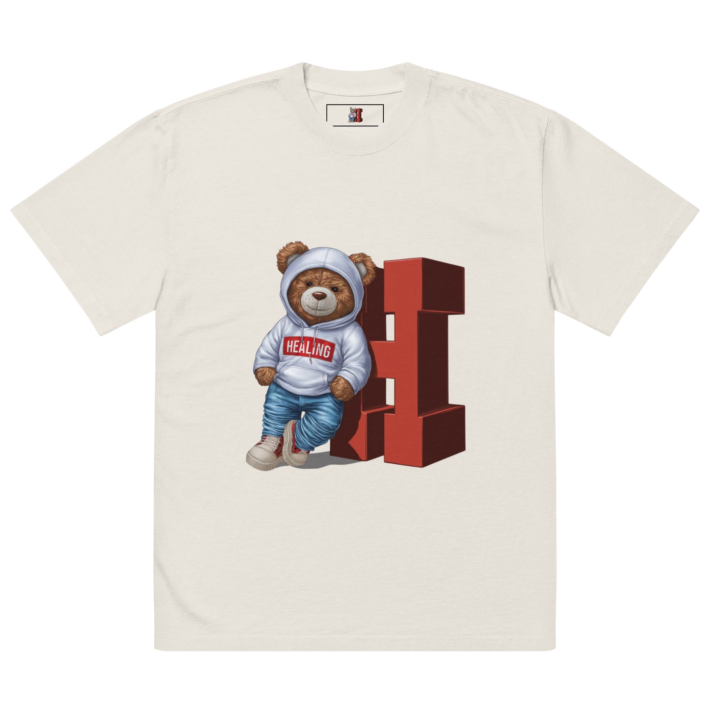 Junie The Healing Bear Oversized faded t-shirt