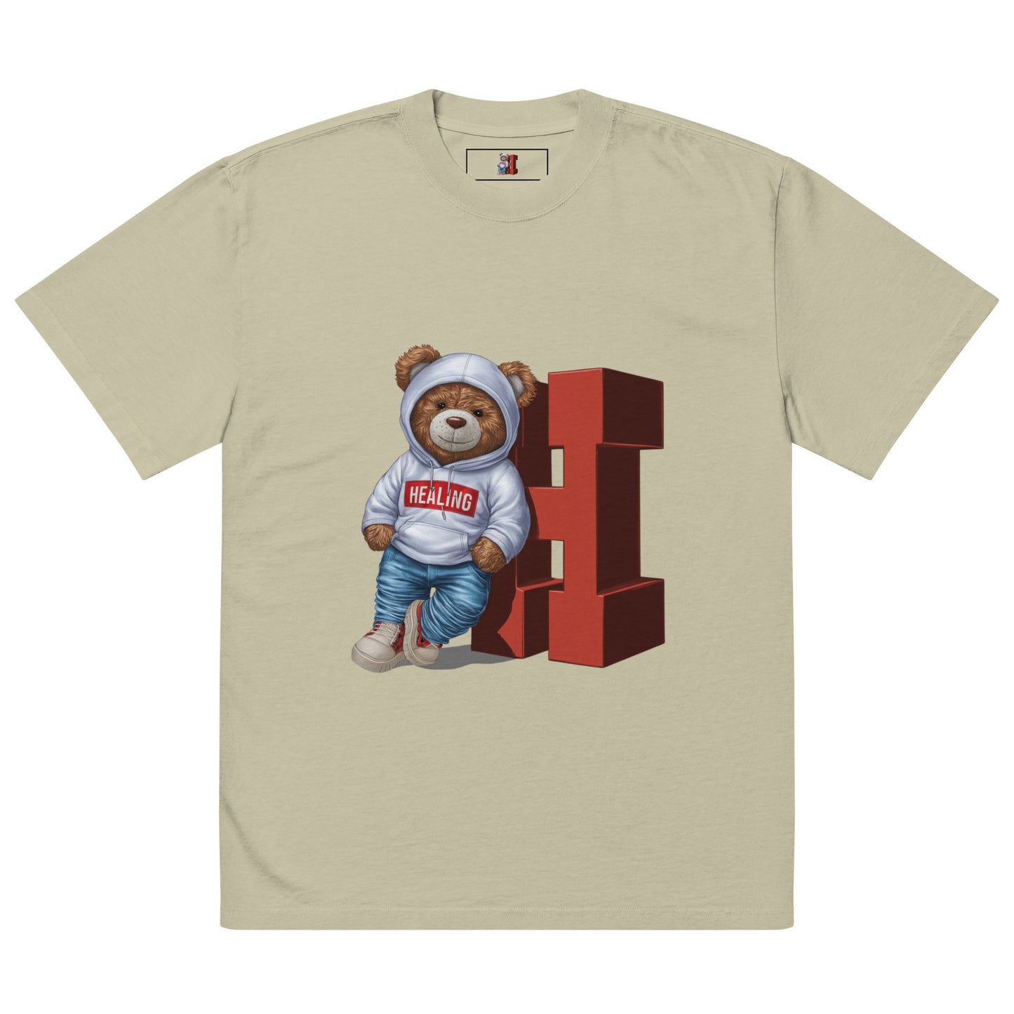 Junie The Healing Bear Oversized faded t-shirt