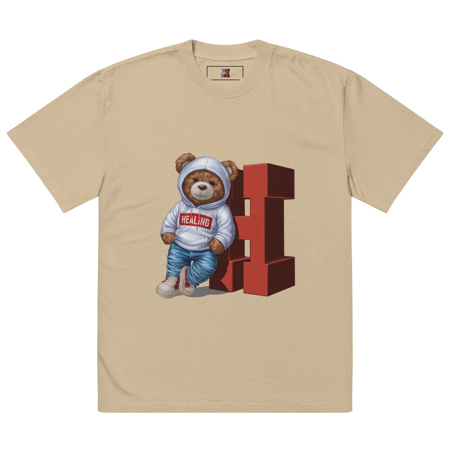 Junie The Healing Bear Oversized faded t-shirt